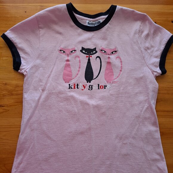 Passing4sane Tops - Kitty Galore Pink Top with Black-Trimmed Sleeves